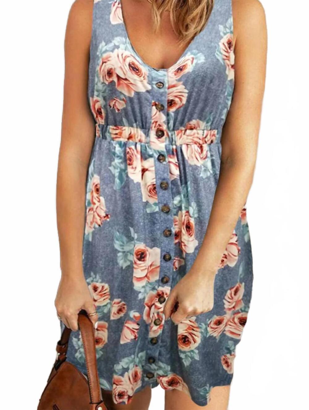 NEW DOUBLE TAKE ruched waist side slit casual magic mini dress in misty blue